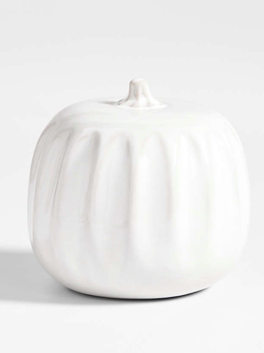 New! Crate&Barrel Modern Glossy White Ceramic Pumpkin